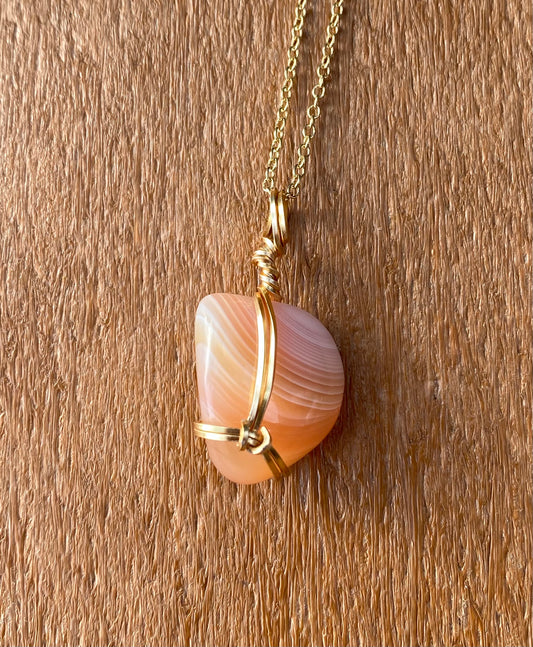 Banded Carnelian Crystal Necklace