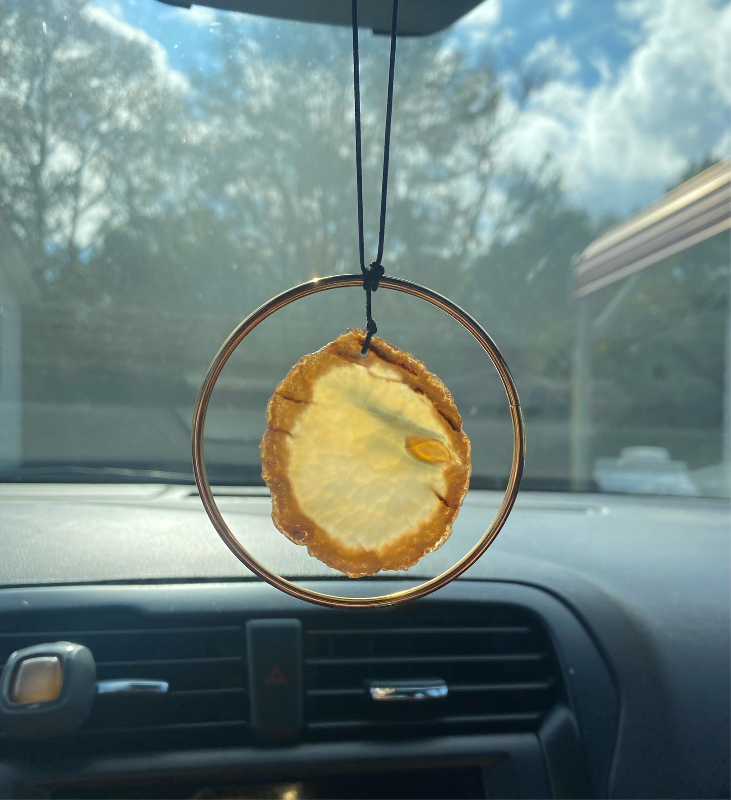 Geode Slab Crystal Rear View Mirror Hanger