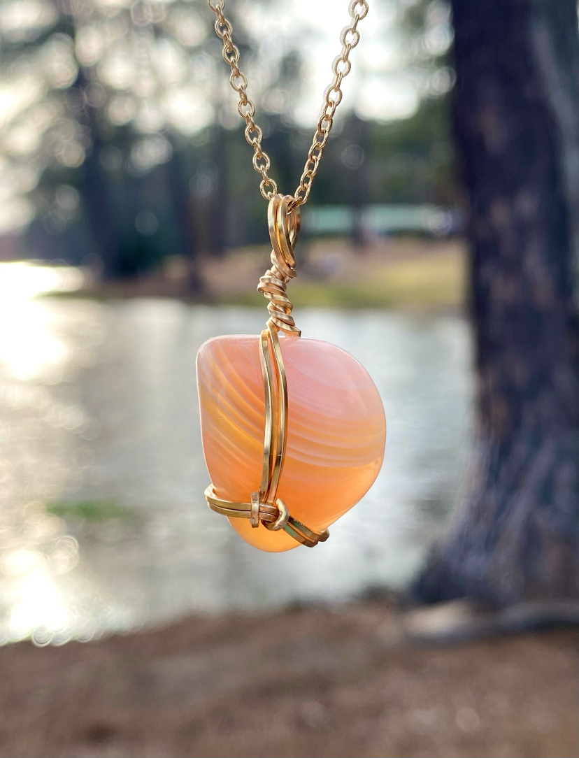 Banded Carnelian Crystal Necklace