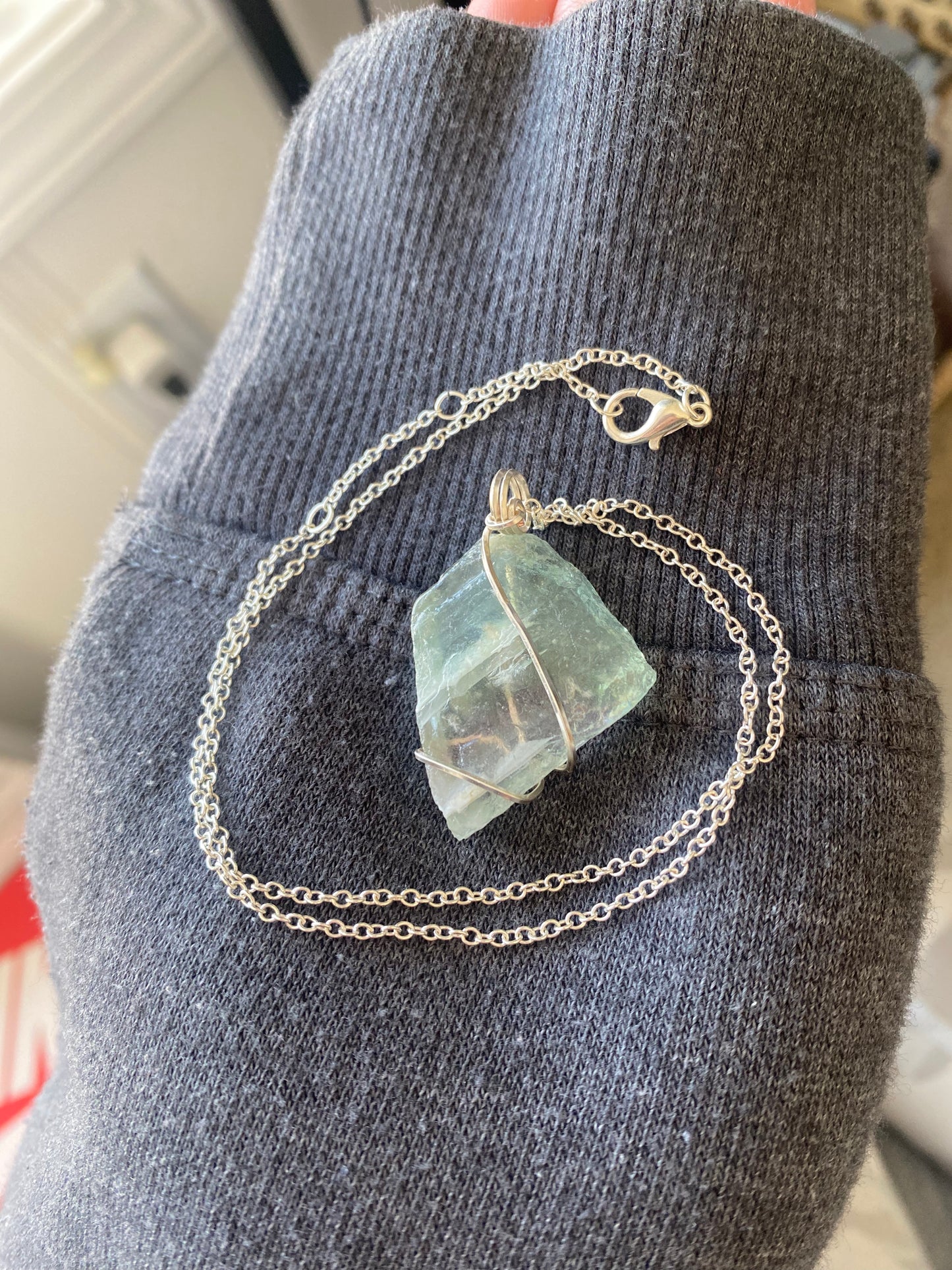 Raw Fluorite Crystal Necklace