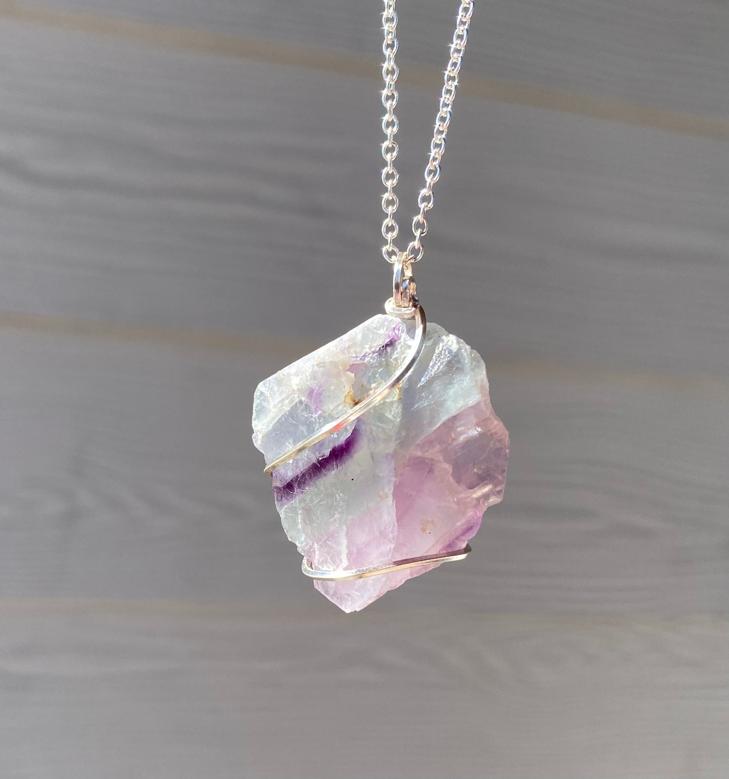 Raw Fluorite Crystal Necklace