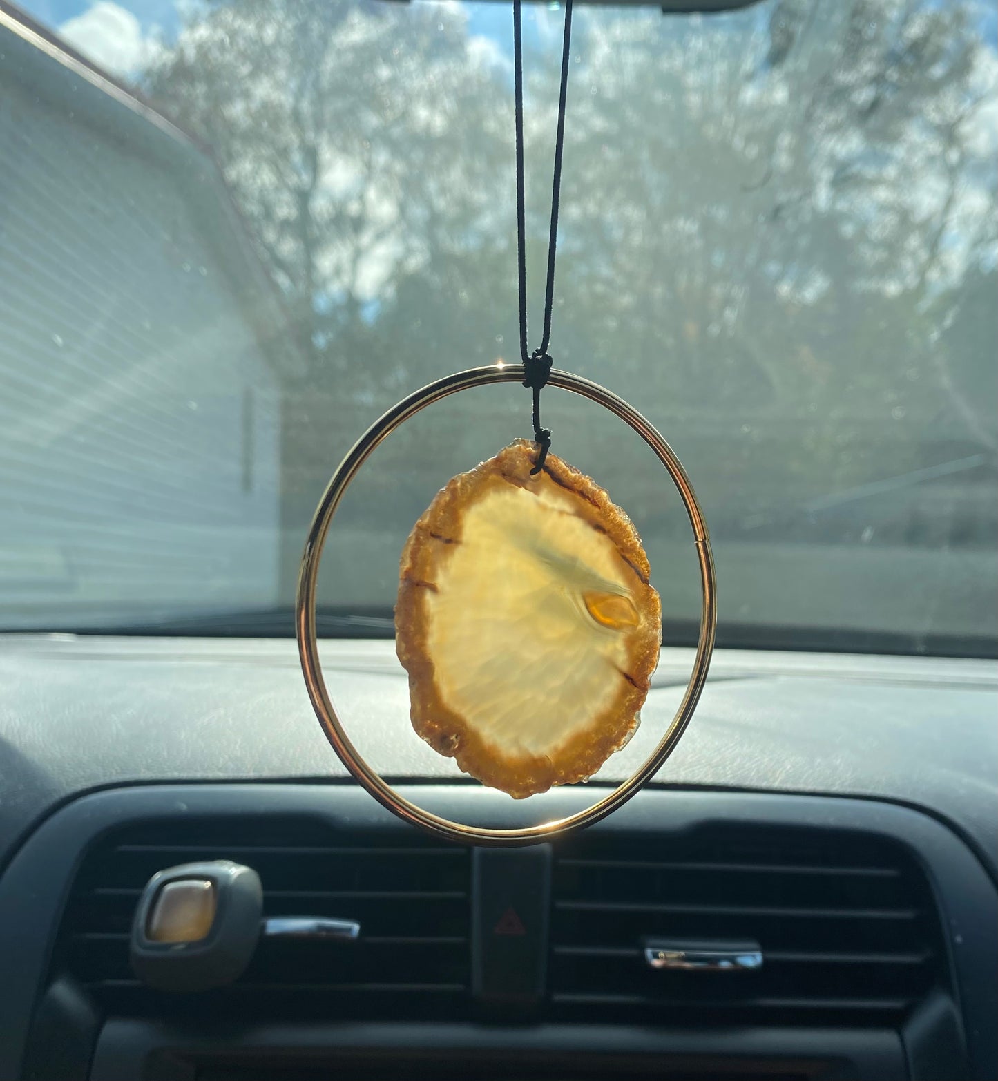 Geode Slab Crystal Rear View Mirror Hanger