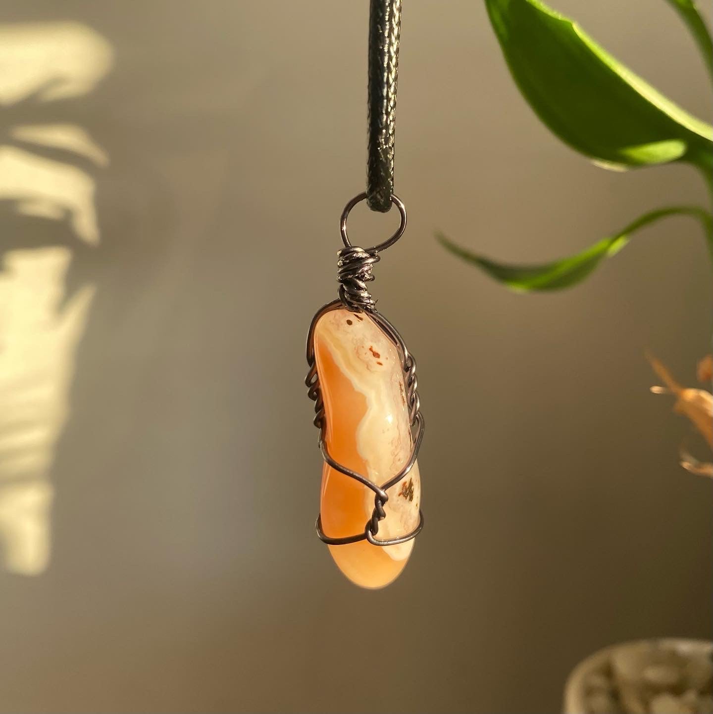 Banded Carnelian Crystal Necklace