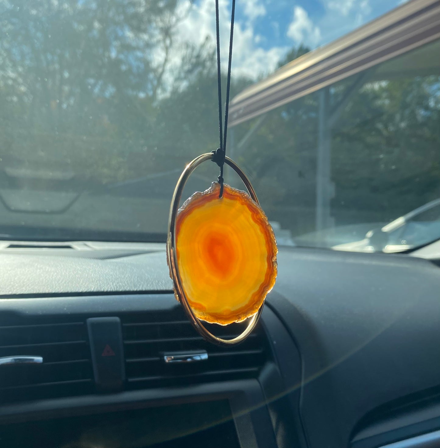 Geode Slab Crystal Rear View Mirror Hanger