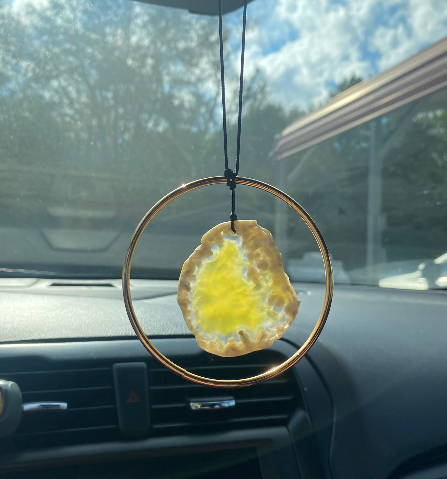 Geode Slab Crystal Rear View Mirror Hanger