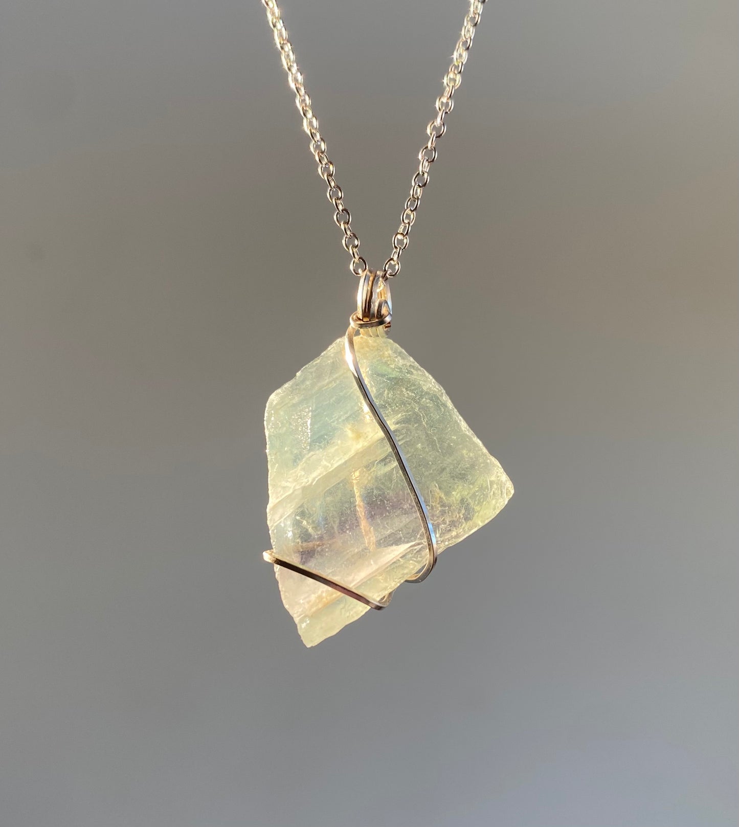 Raw Fluorite Crystal Necklace