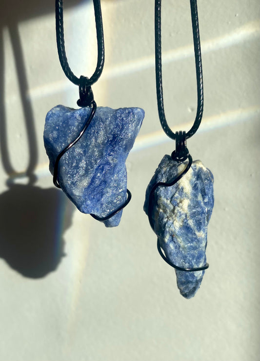 Raw Sodalite crystal necklace