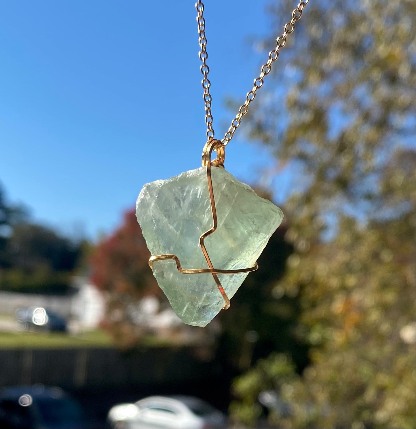 Raw Fluorite Crystal Necklace