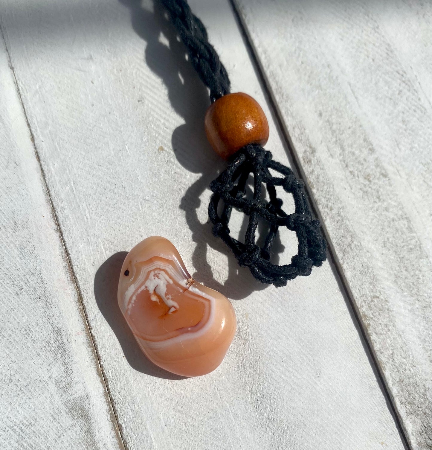 Adjustable Banded Carnelian Crystal Necklace