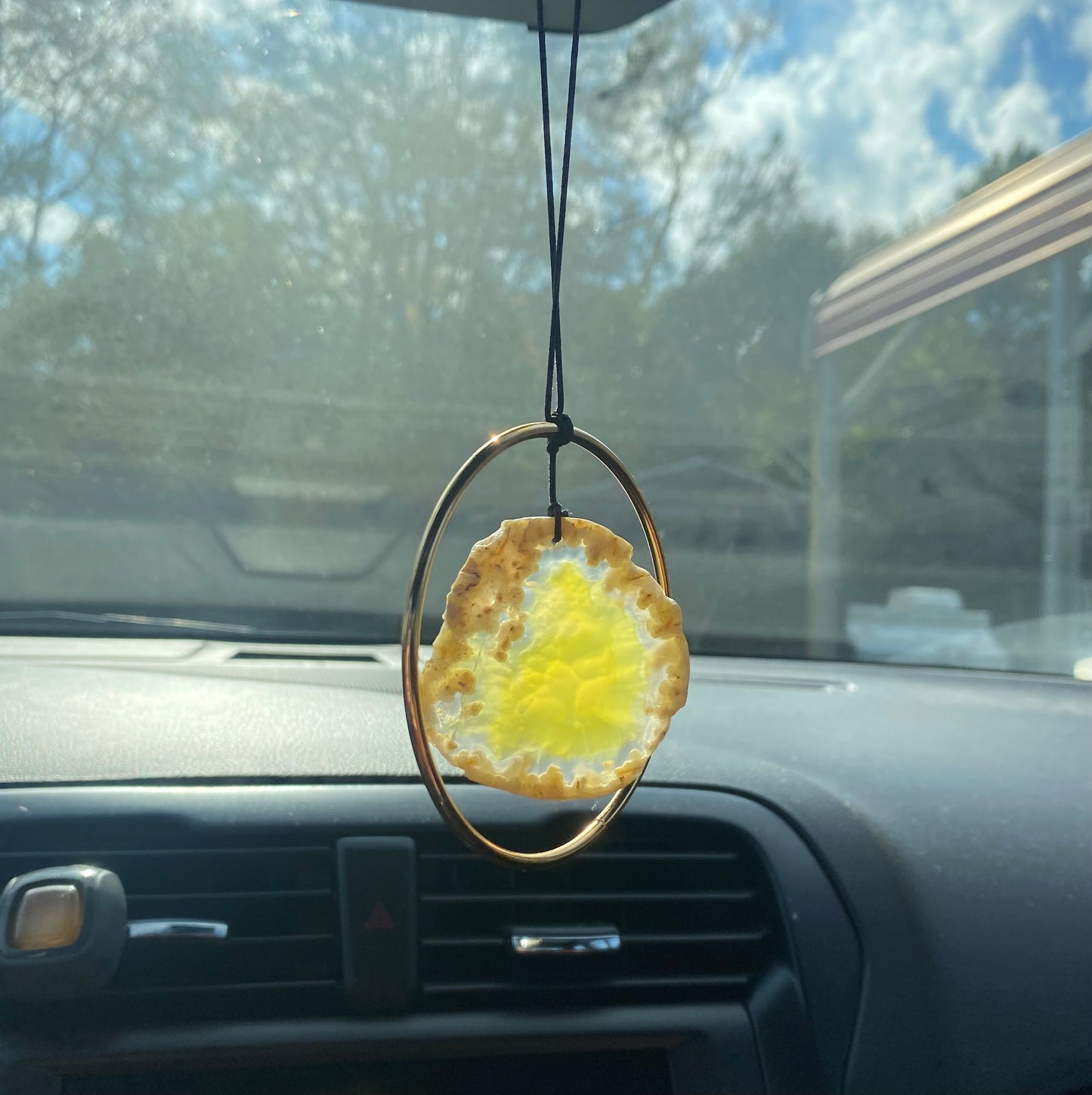 Geode Slab Crystal Rear View Mirror Hanger