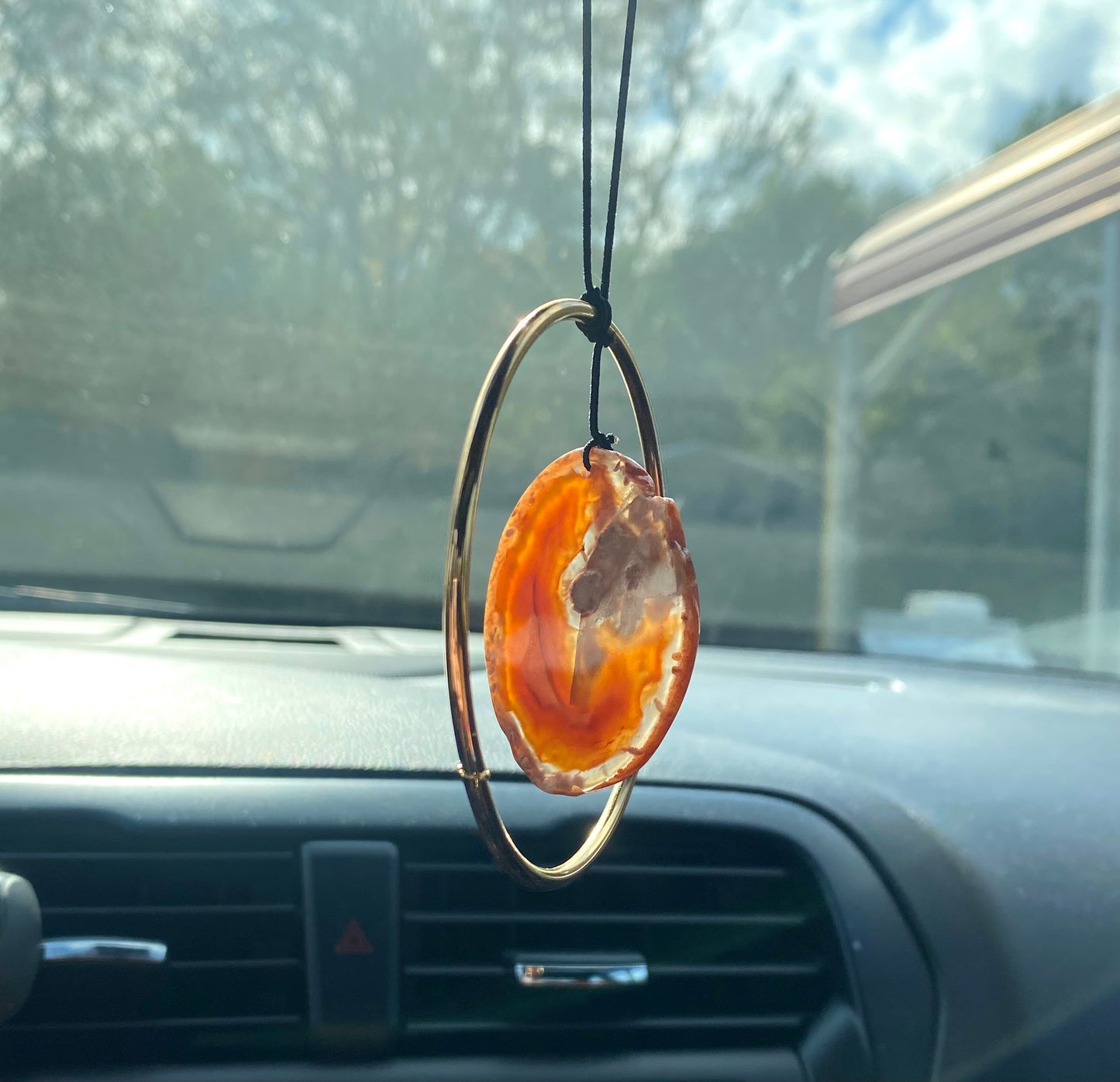 Geode Slab Crystal Rear View Mirror Hanger