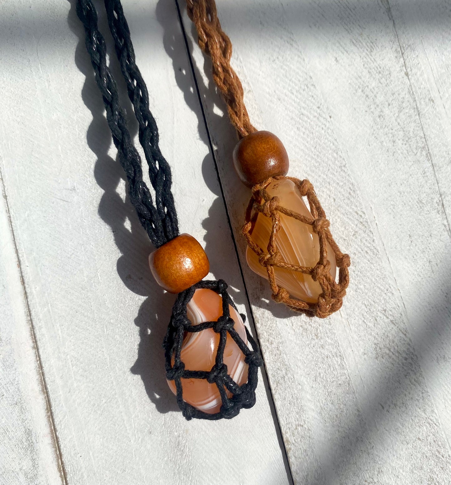 Adjustable Banded Carnelian Crystal Necklace