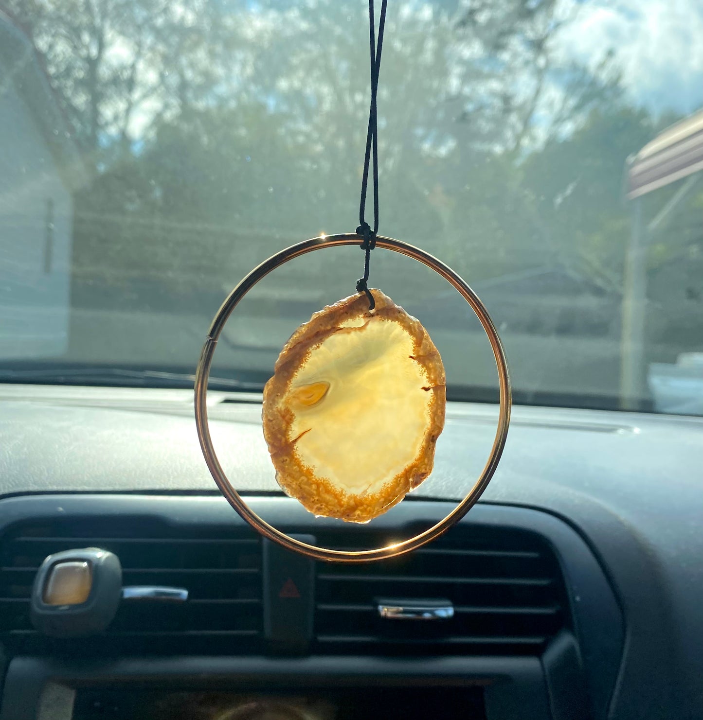 Geode Slab Crystal Rear View Mirror Hanger