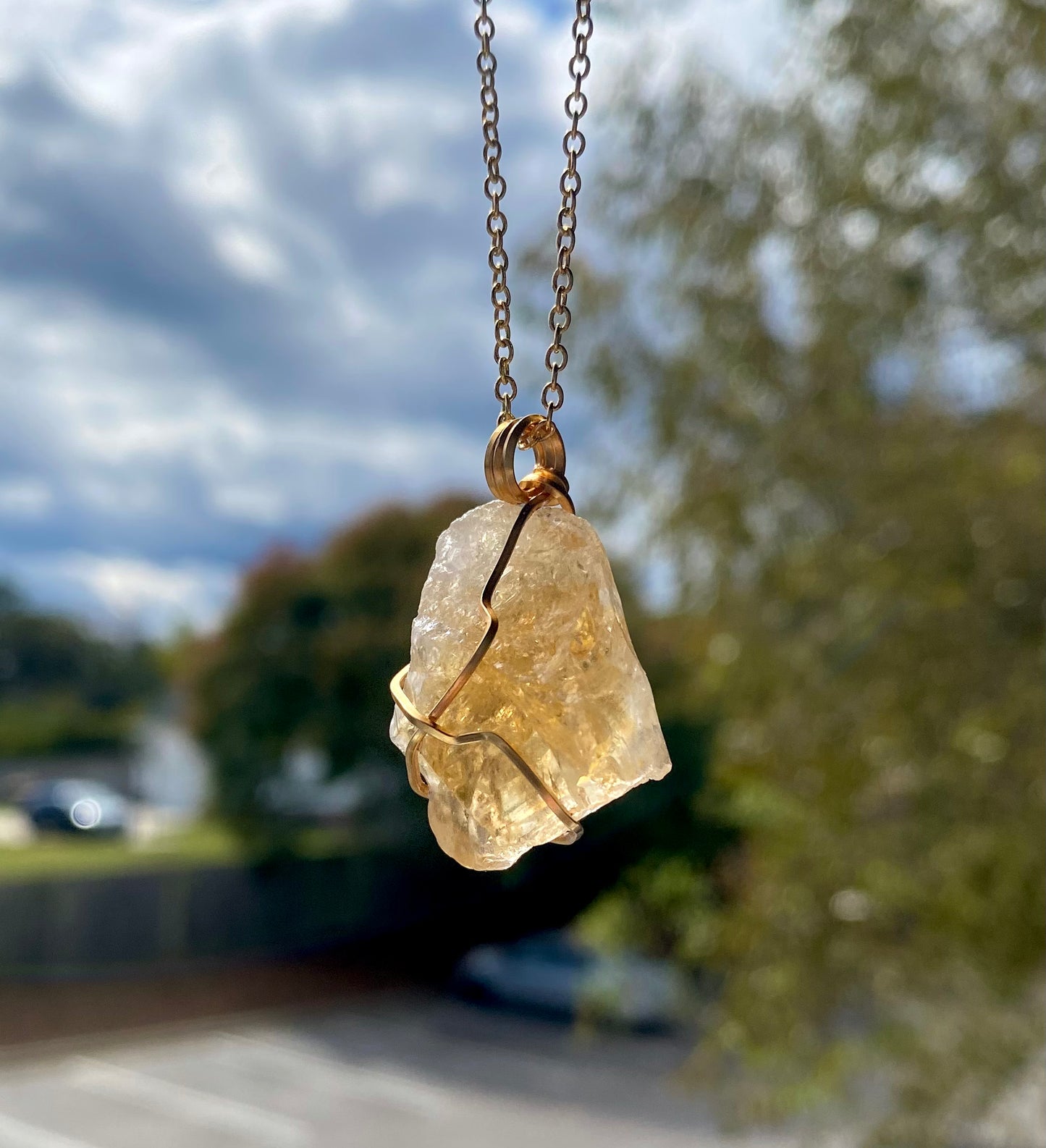 Raw Citrine Crystal Necklace