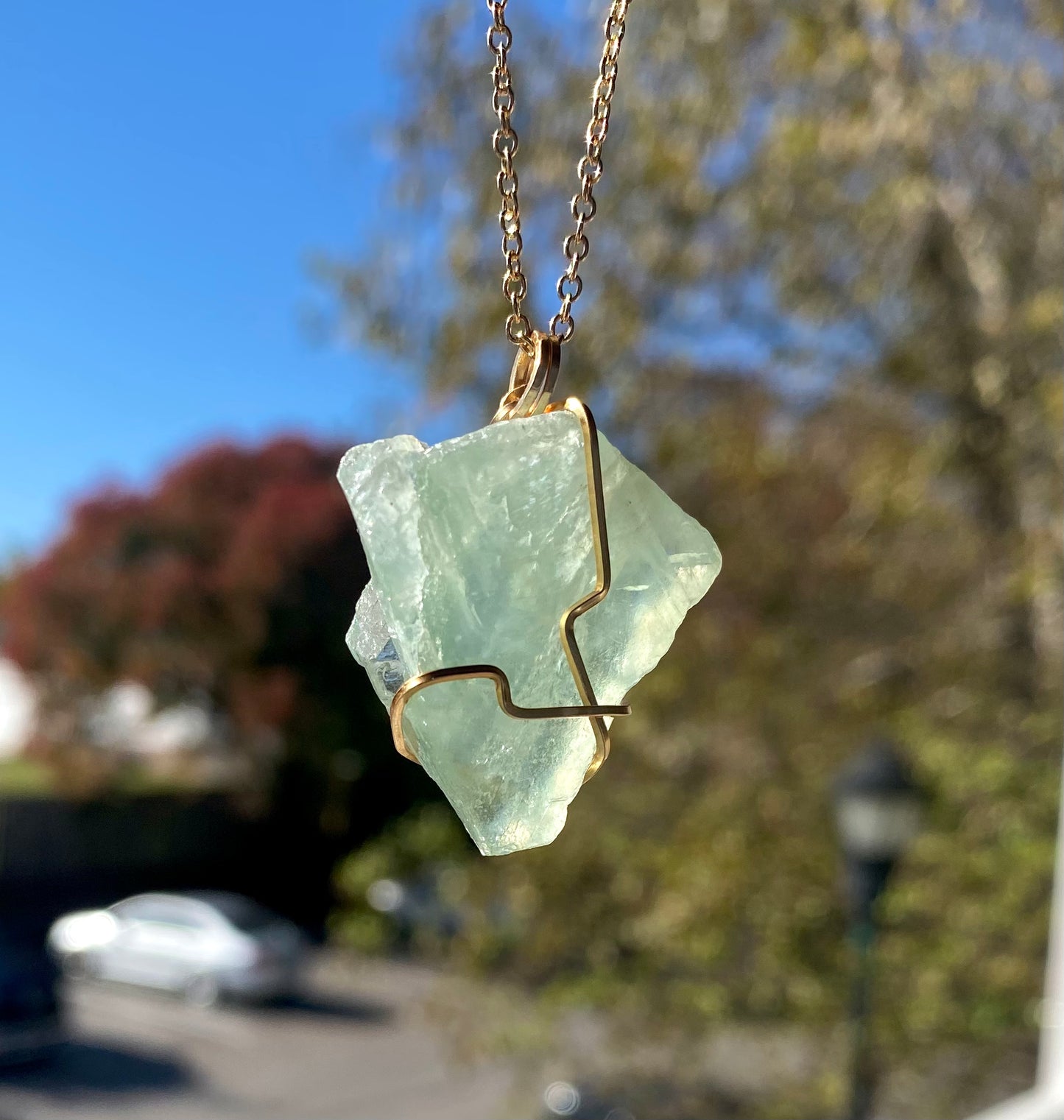 Raw Fluorite Crystal Necklace