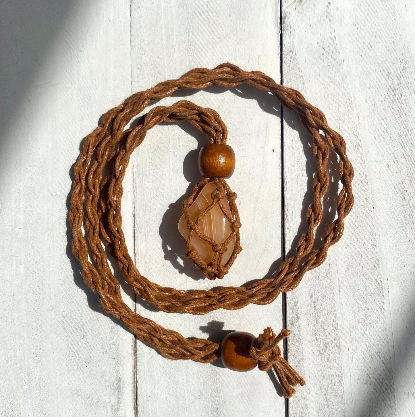 Adjustable Banded Carnelian Crystal Necklace