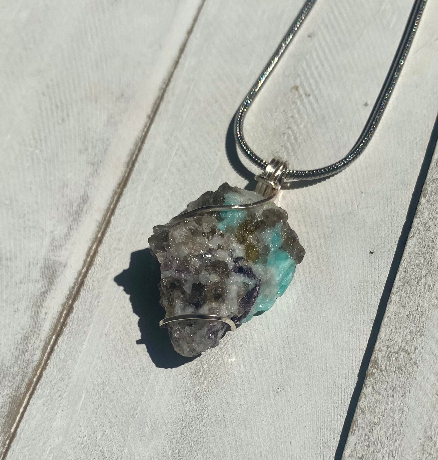 Raw Amazonite Crystal Necklace