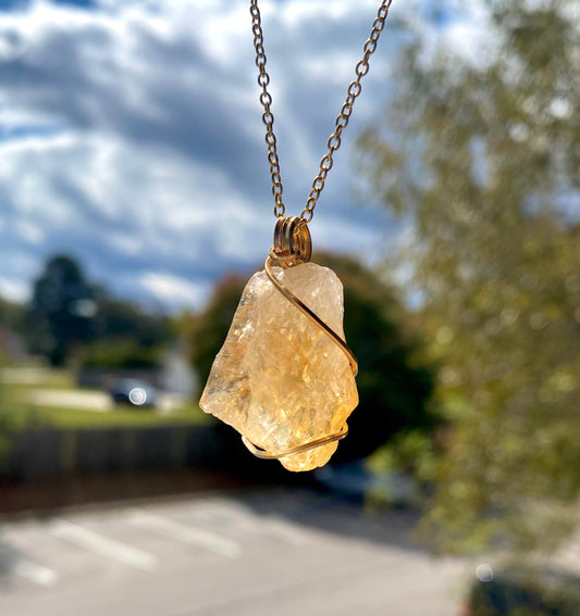 Raw Citrine Crystal Necklace