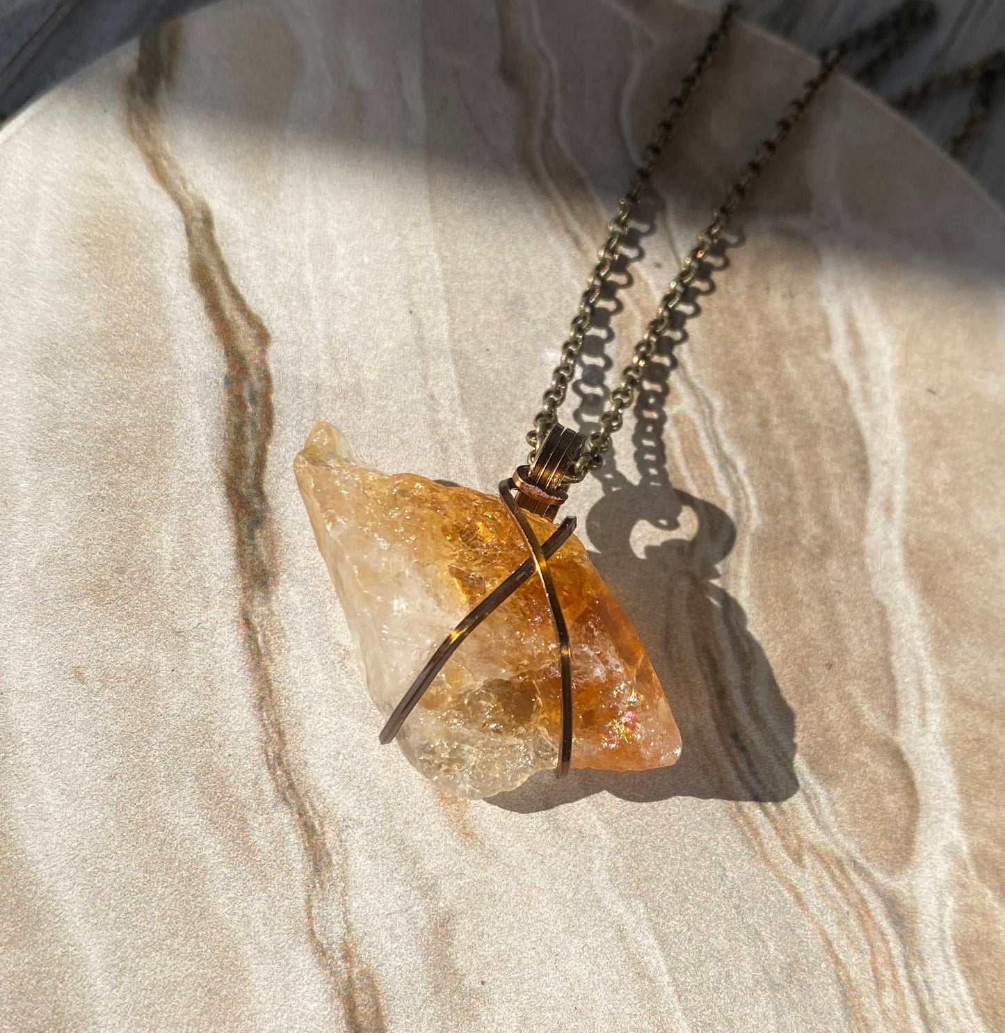 Raw Citrine Crystal Necklace