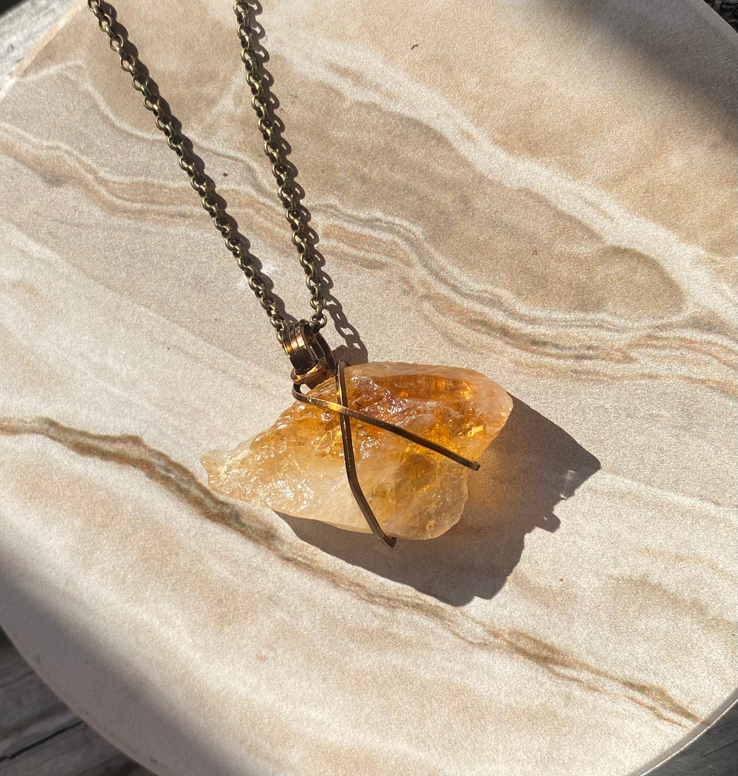 Raw Citrine Crystal Necklace