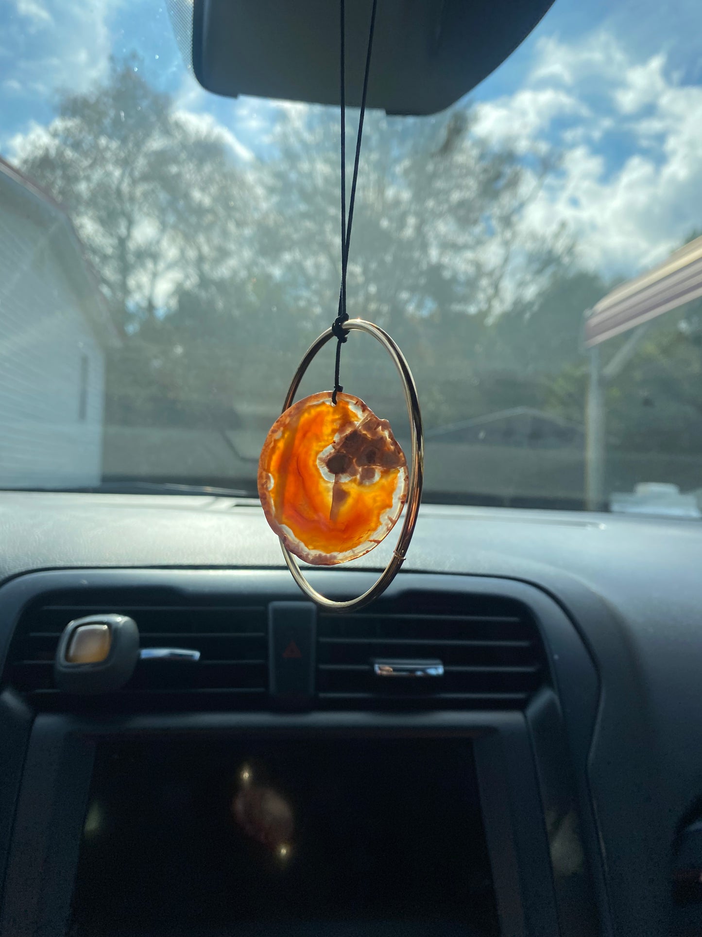 Geode Slab Crystal Rear View Mirror Hanger