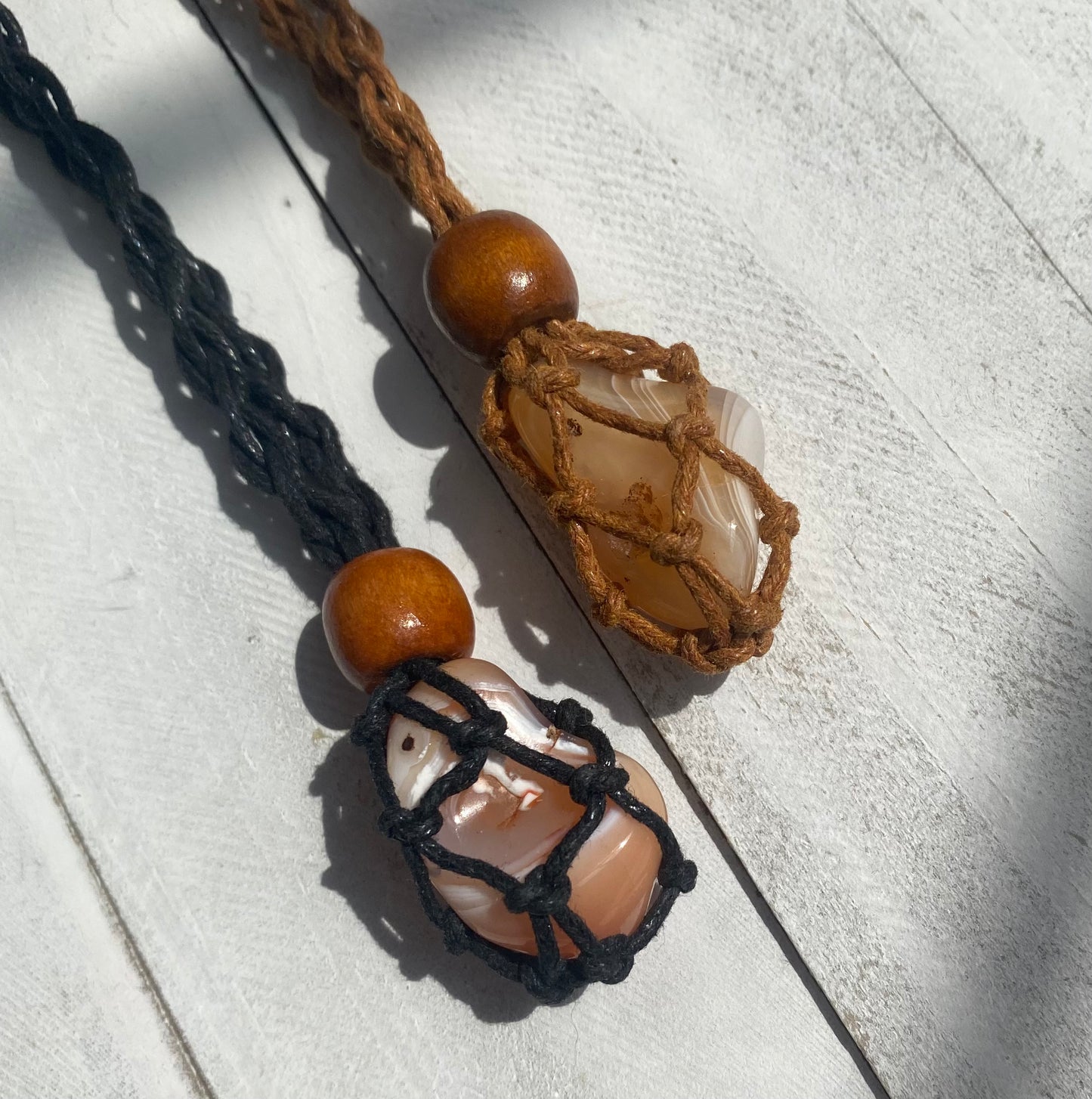 Adjustable Banded Carnelian Crystal Necklace