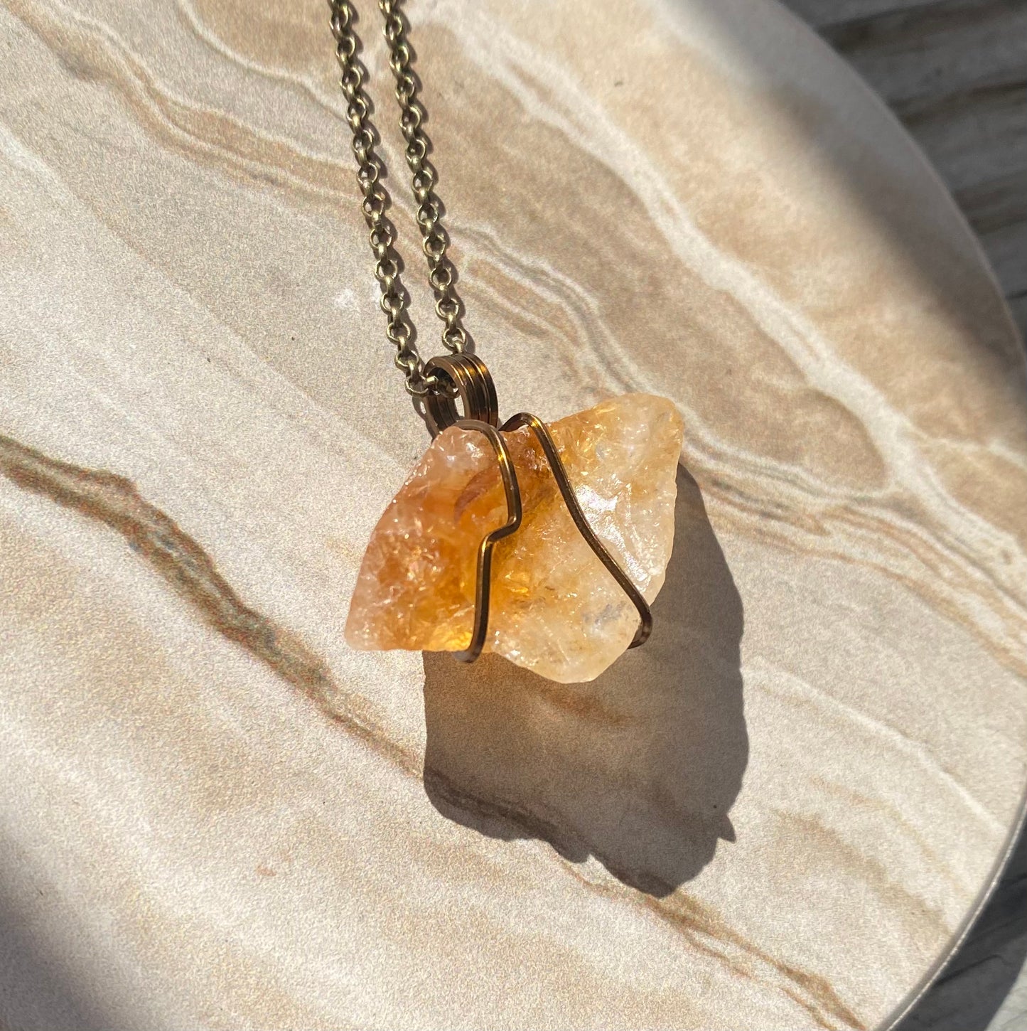 Raw Citrine Crystal Necklace