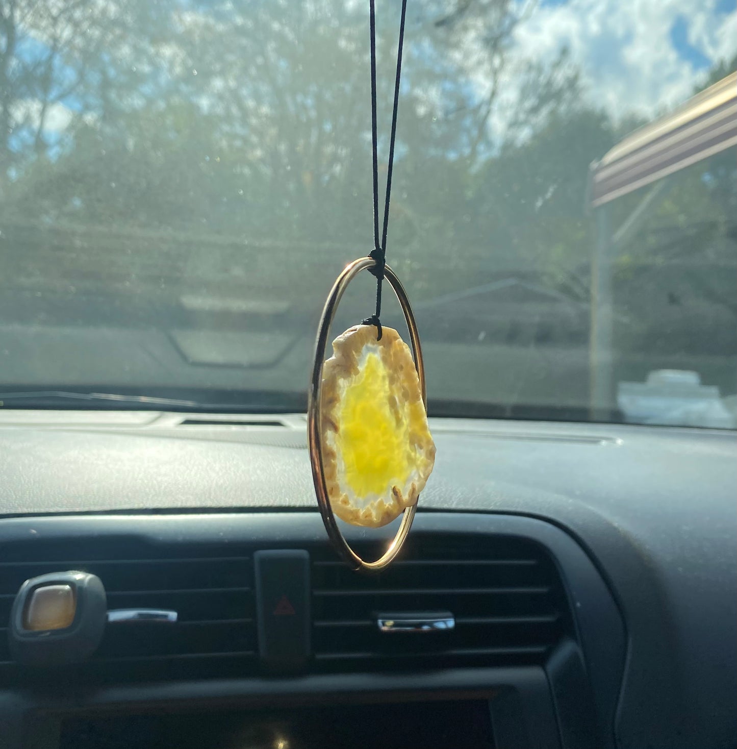 Geode Slab Crystal Rear View Mirror Hanger