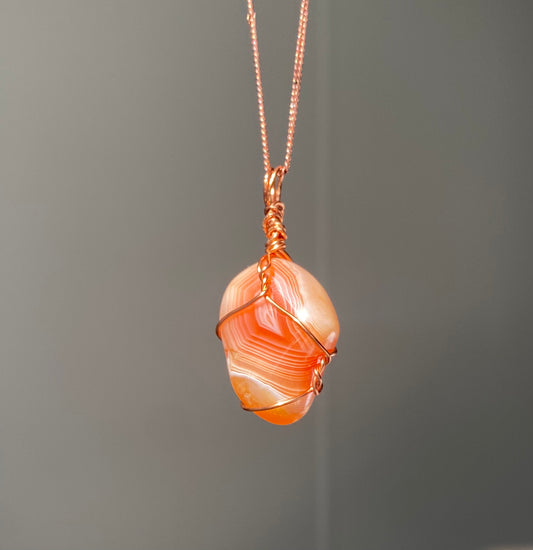 Banded Carnelian Crystal Necklace