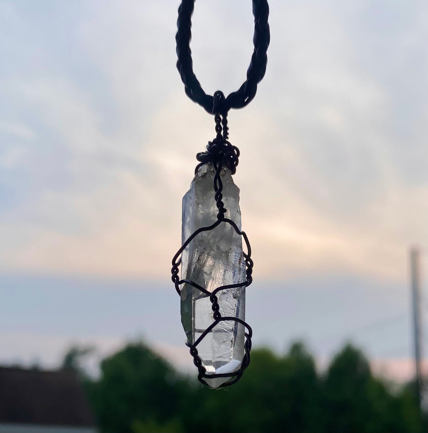 Raw Clear Quartz Crystal Necklace