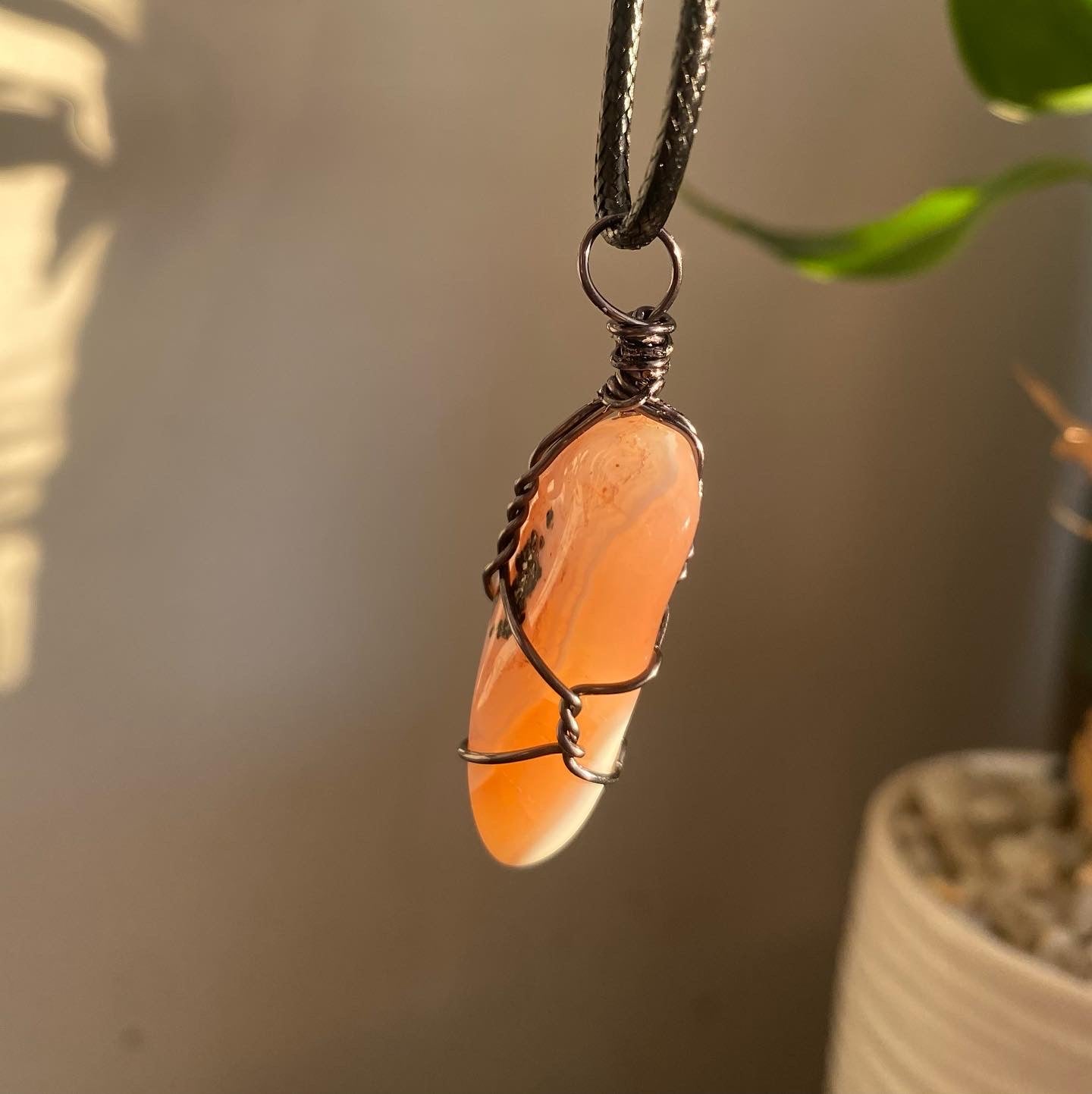 Banded Carnelian Crystal Necklace