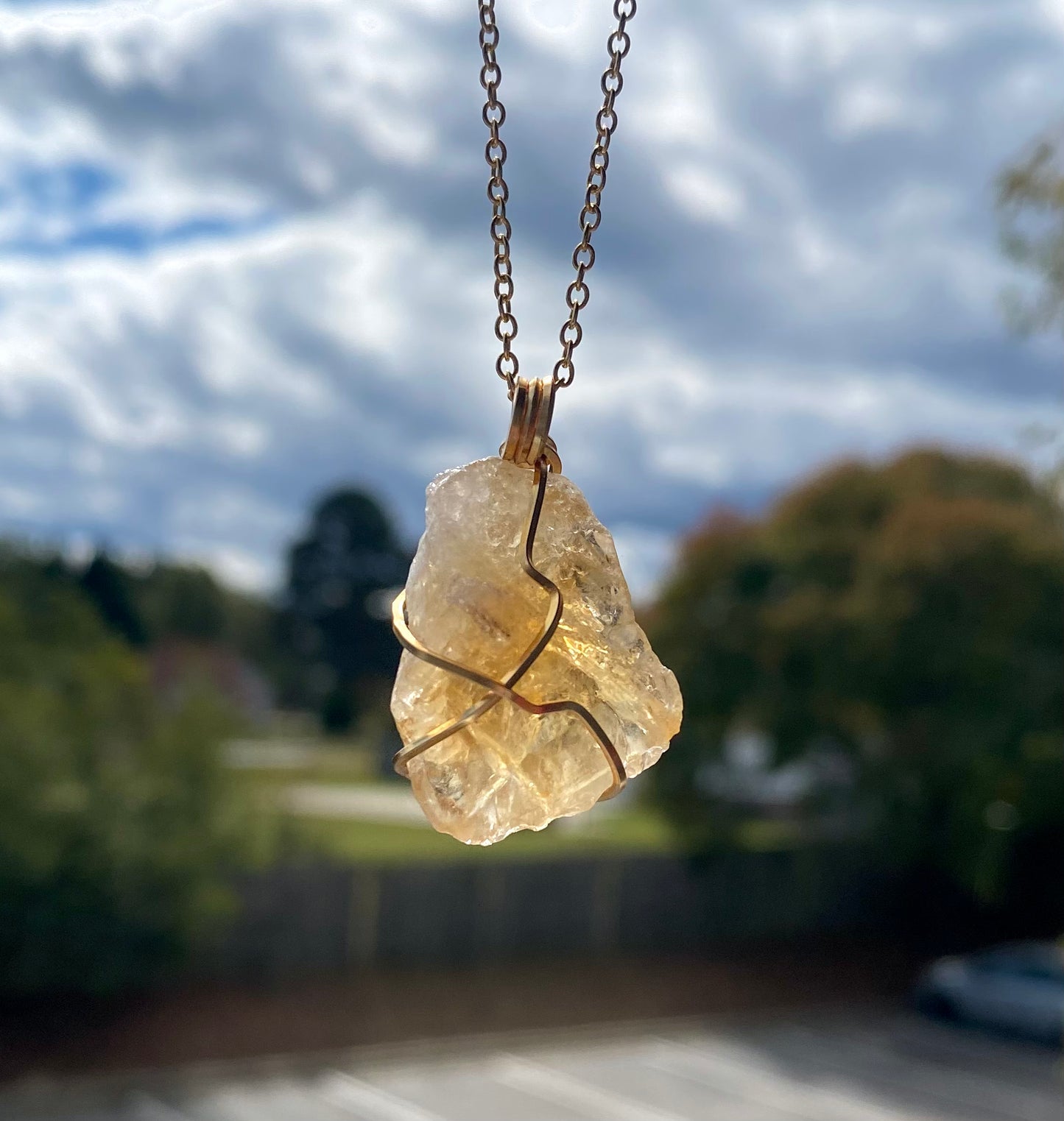 Raw Citrine Crystal Necklace