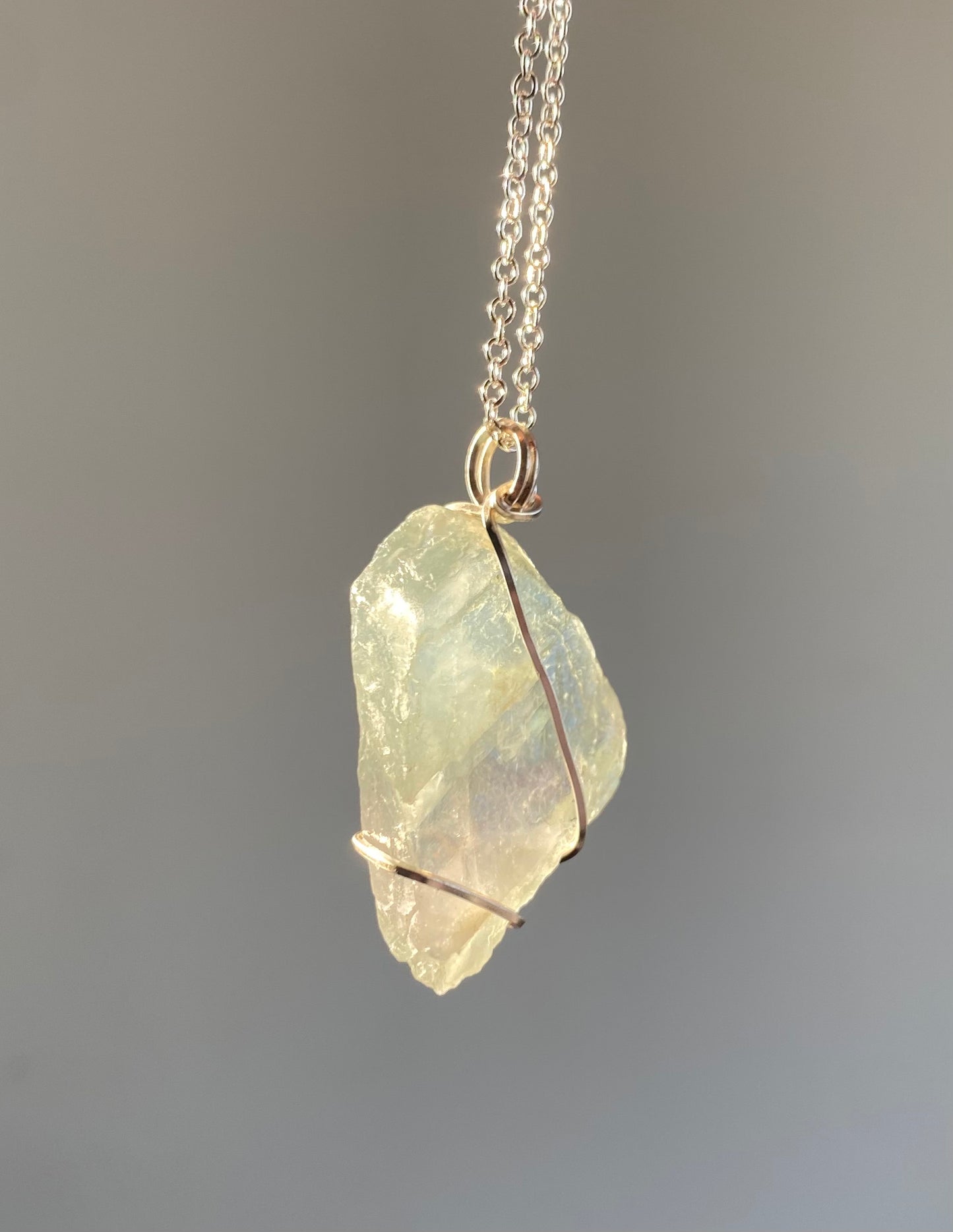 Raw Fluorite Crystal Necklace