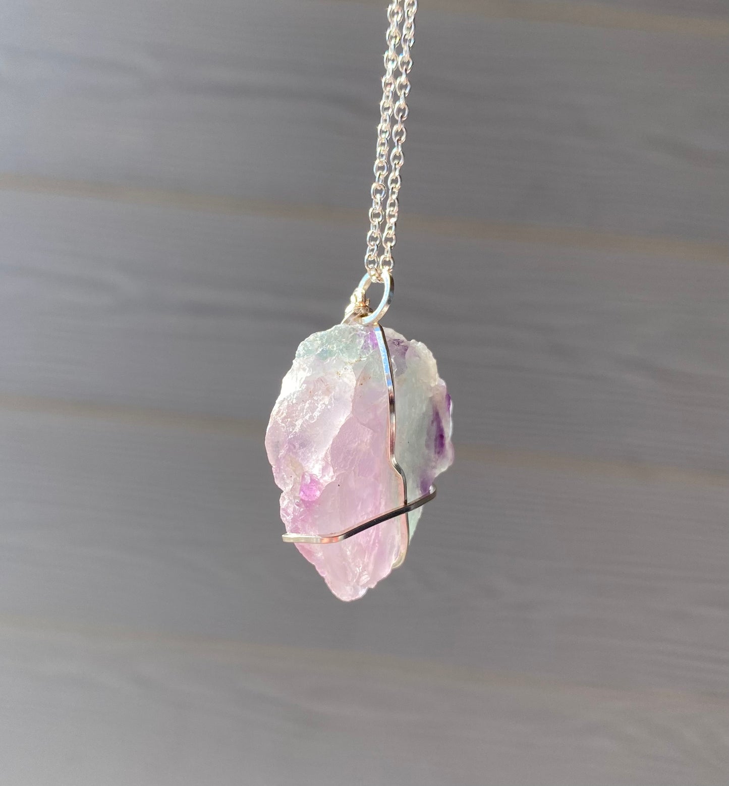 Raw Fluorite Crystal Necklace