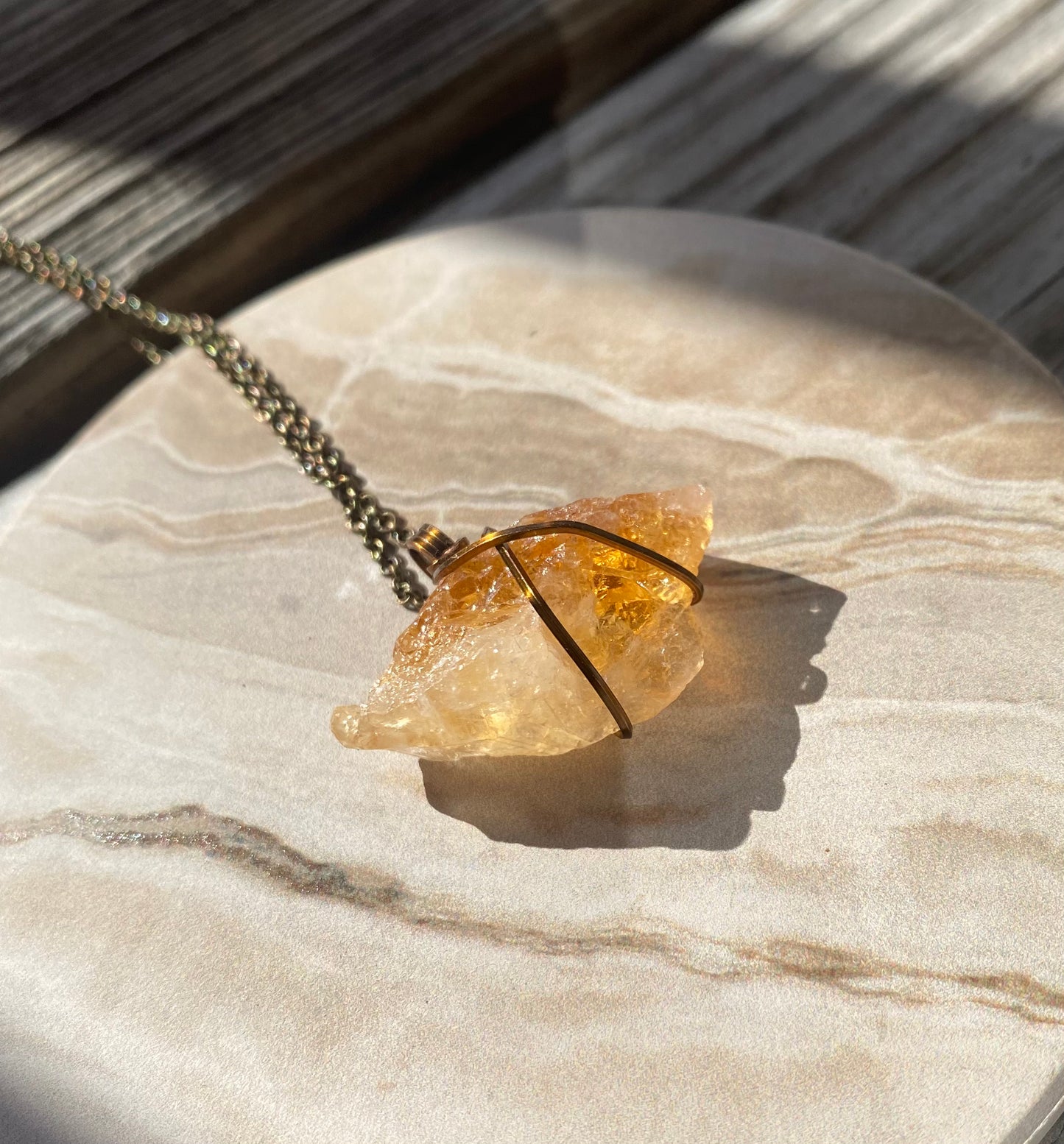 Raw Citrine Crystal Necklace