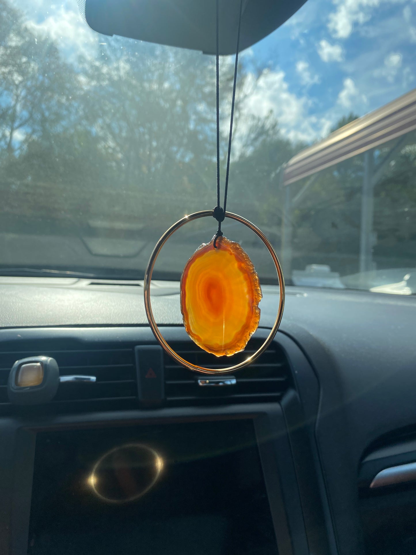 Geode Slab Crystal Rear View Mirror Hanger