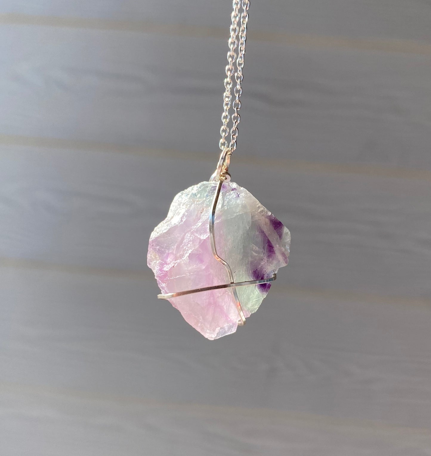 Raw Fluorite Crystal Necklace