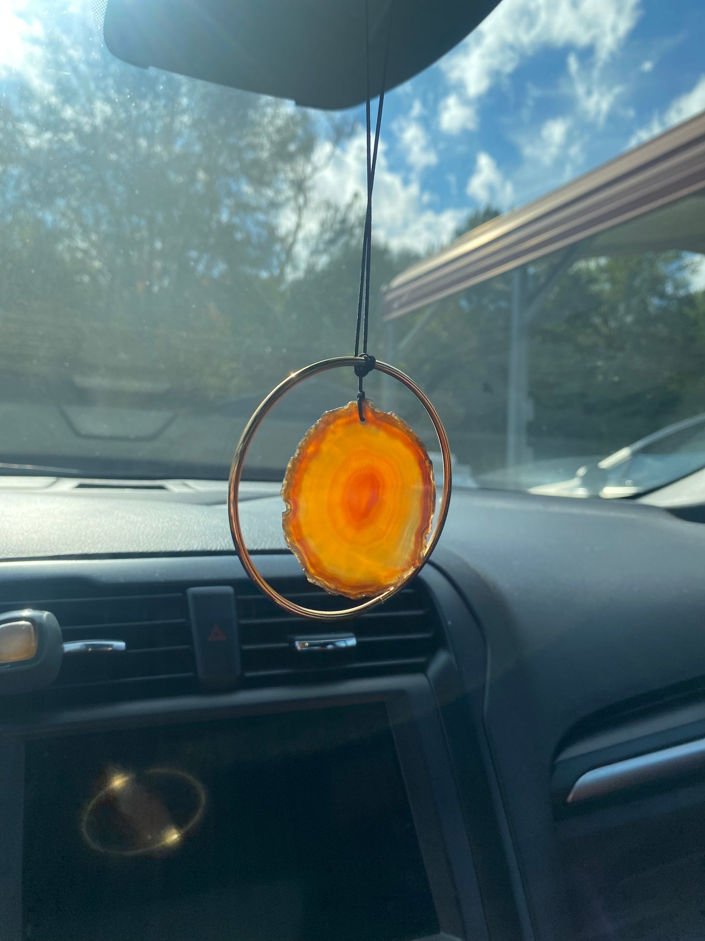 Geode Slab Crystal Rear View Mirror Hanger