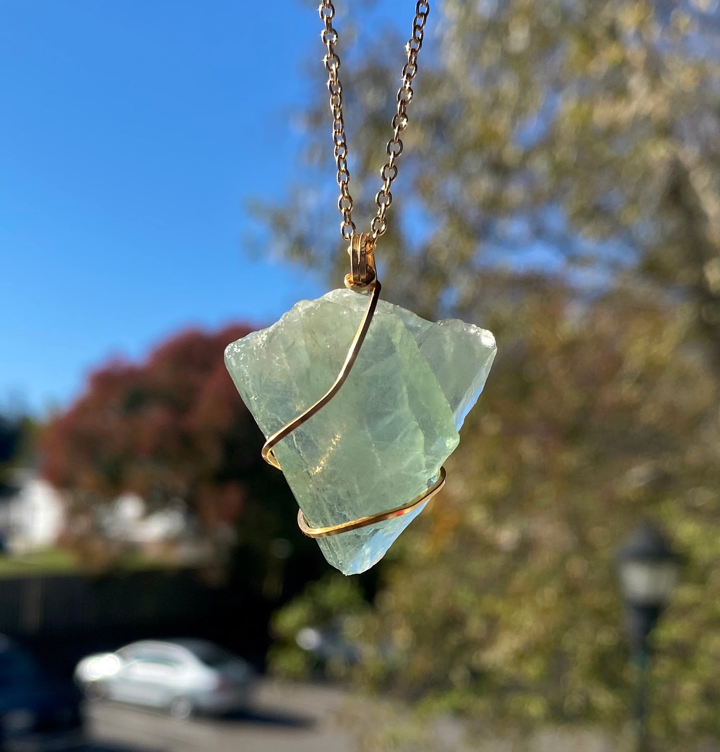 Raw Fluorite Crystal Necklace