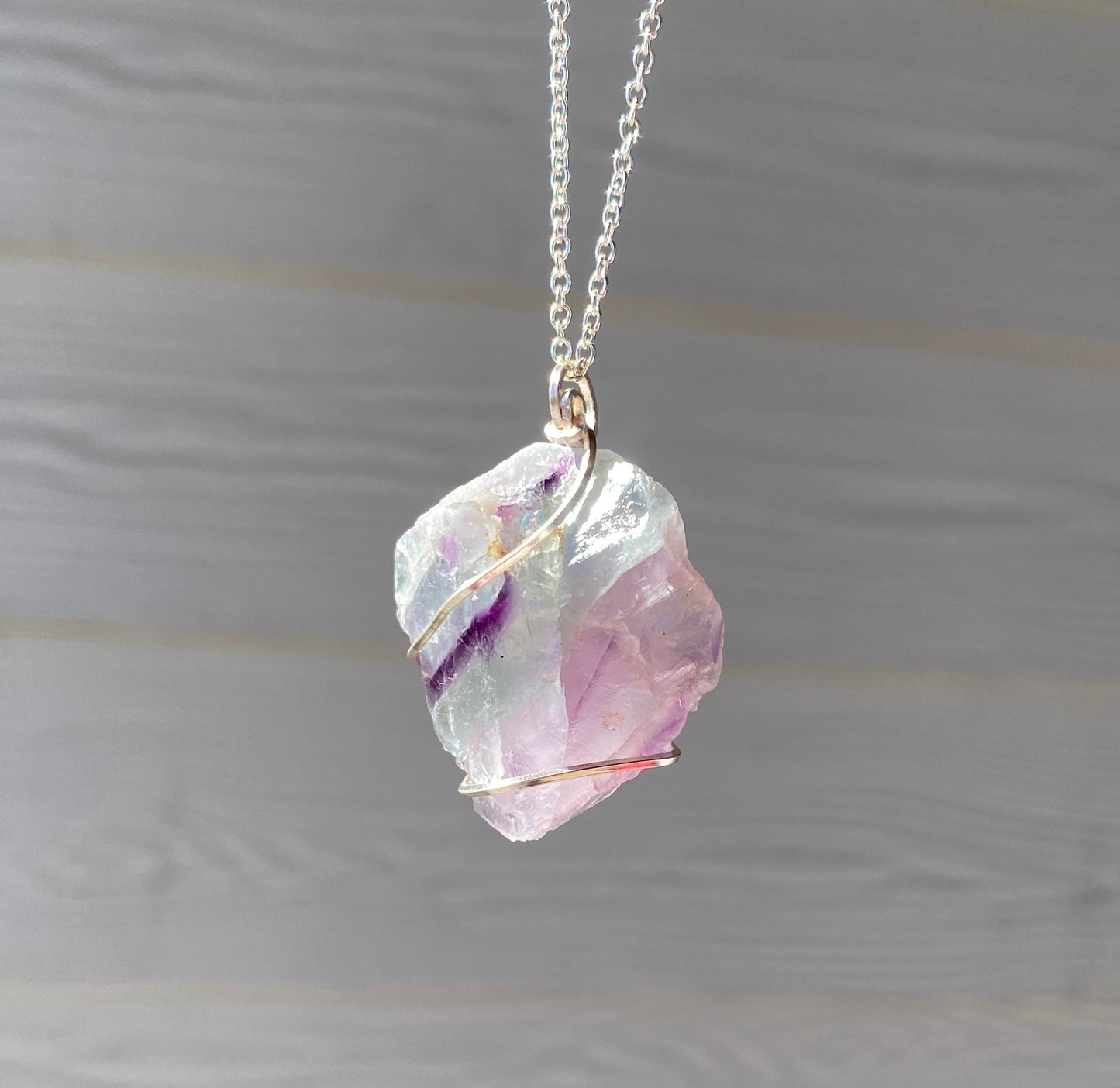 Raw Fluorite Crystal Necklace