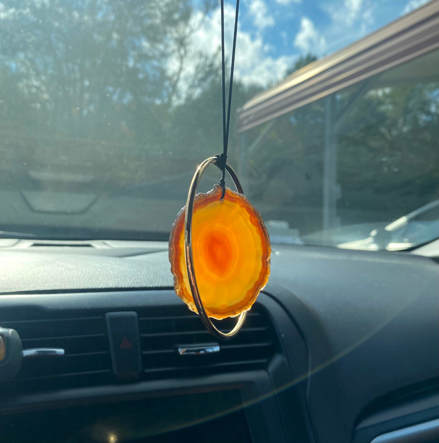 Geode Slab Crystal Rear View Mirror Hanger