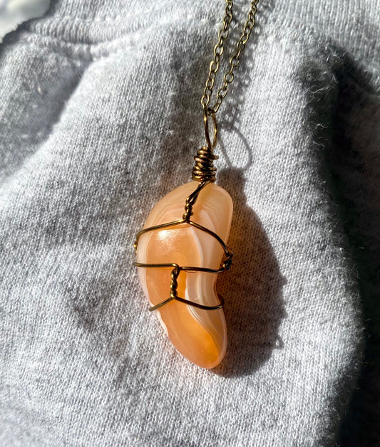 Banded Carnelian Crystal Necklace