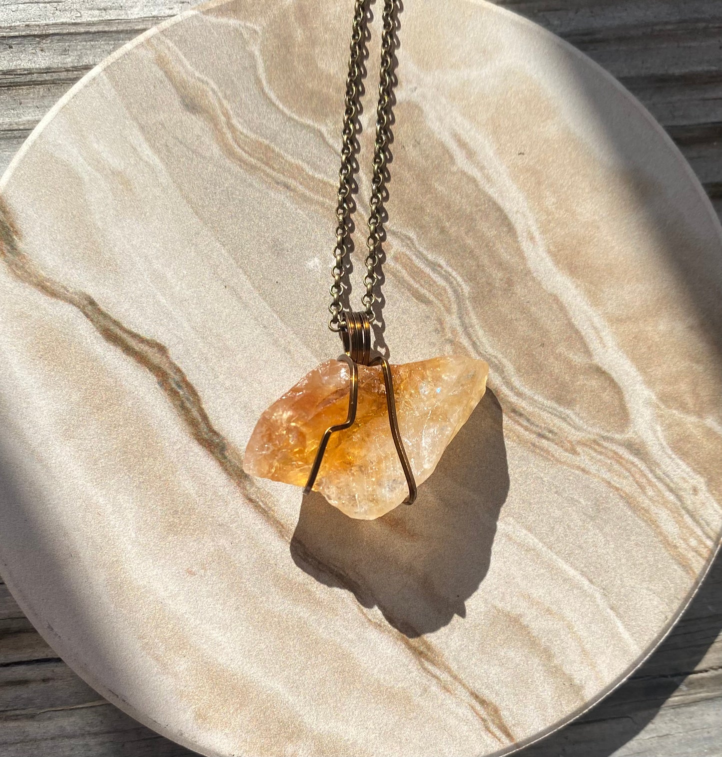 Raw Citrine Crystal Necklace