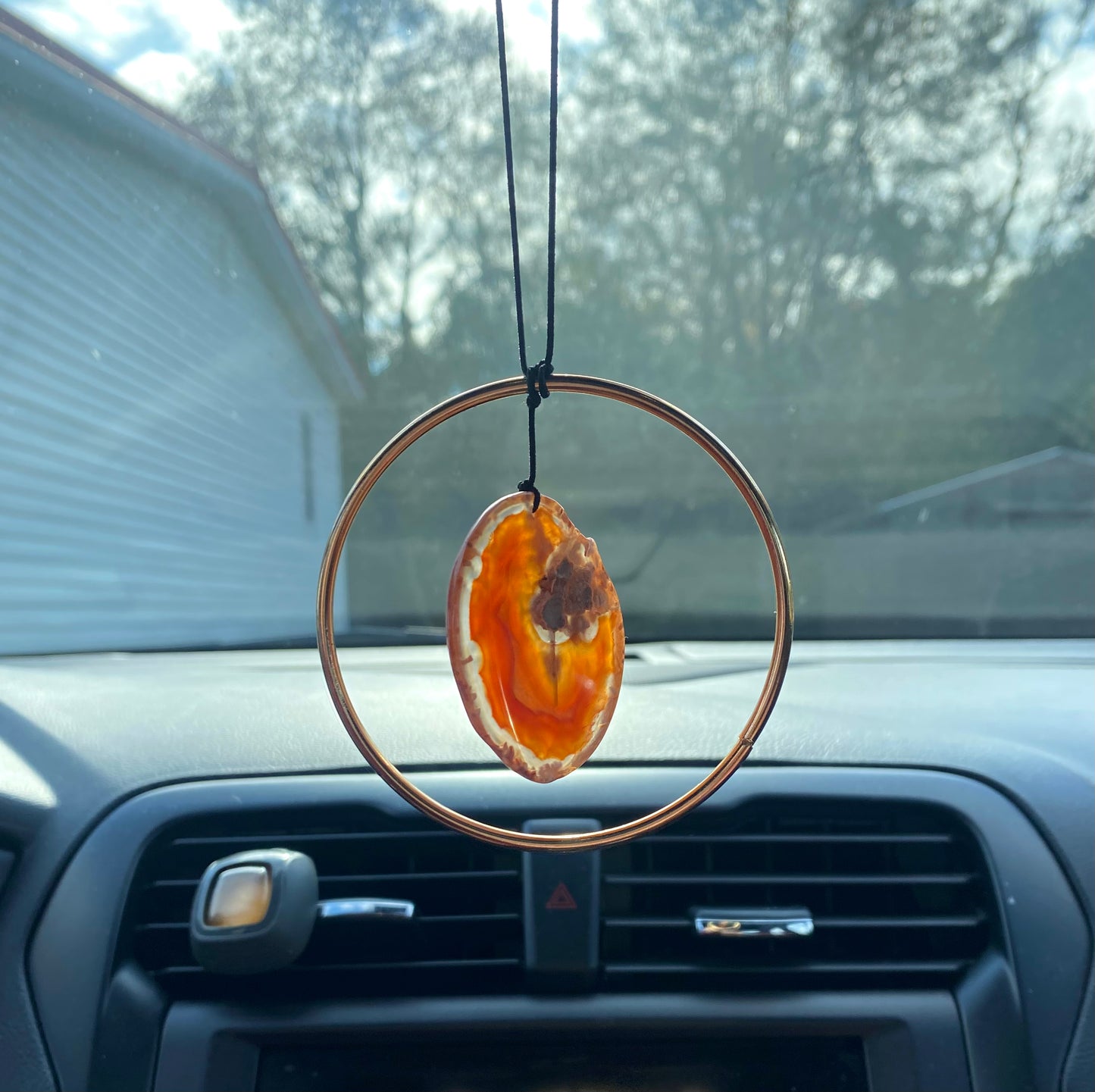 Geode Slab Crystal Rear View Mirror Hanger