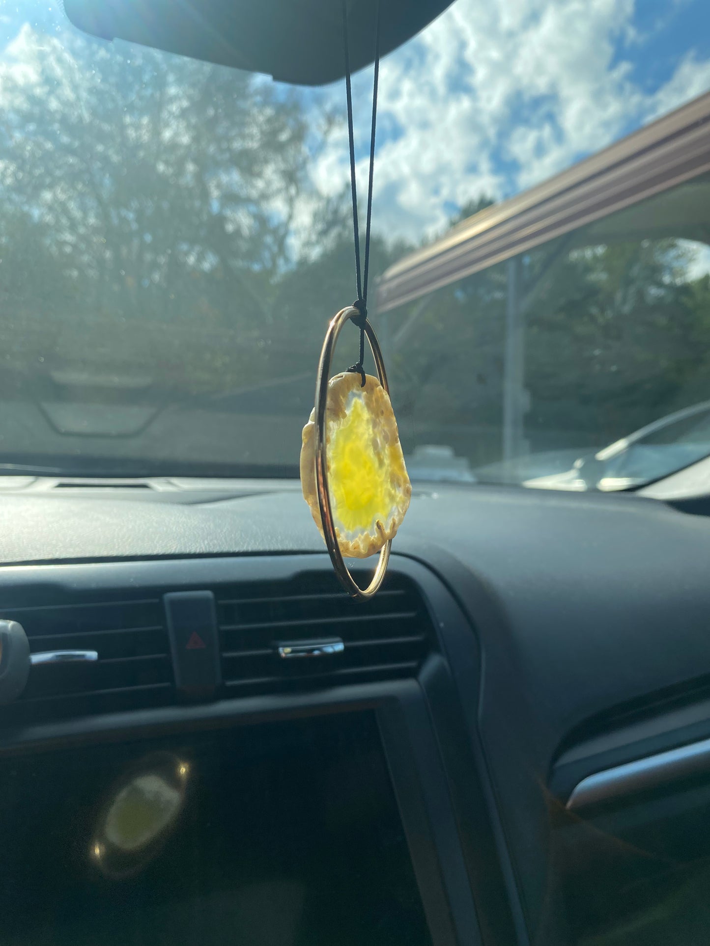 Geode Slab Crystal Rear View Mirror Hanger