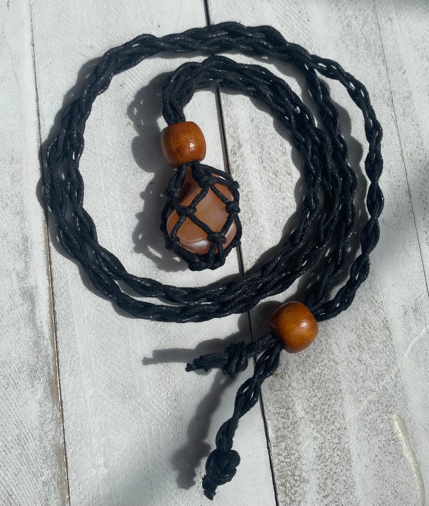 Adjustable Banded Carnelian Crystal Necklace