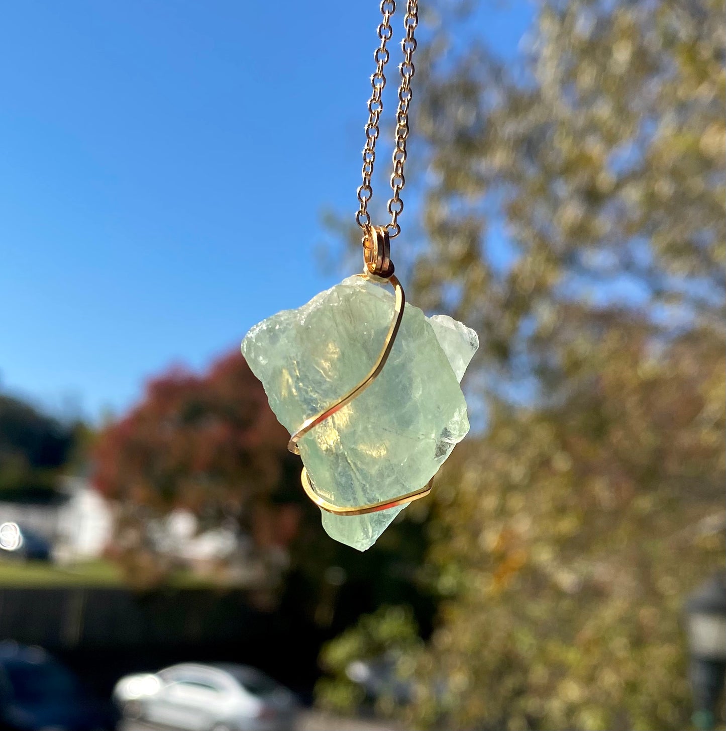 Raw Fluorite Crystal Necklace