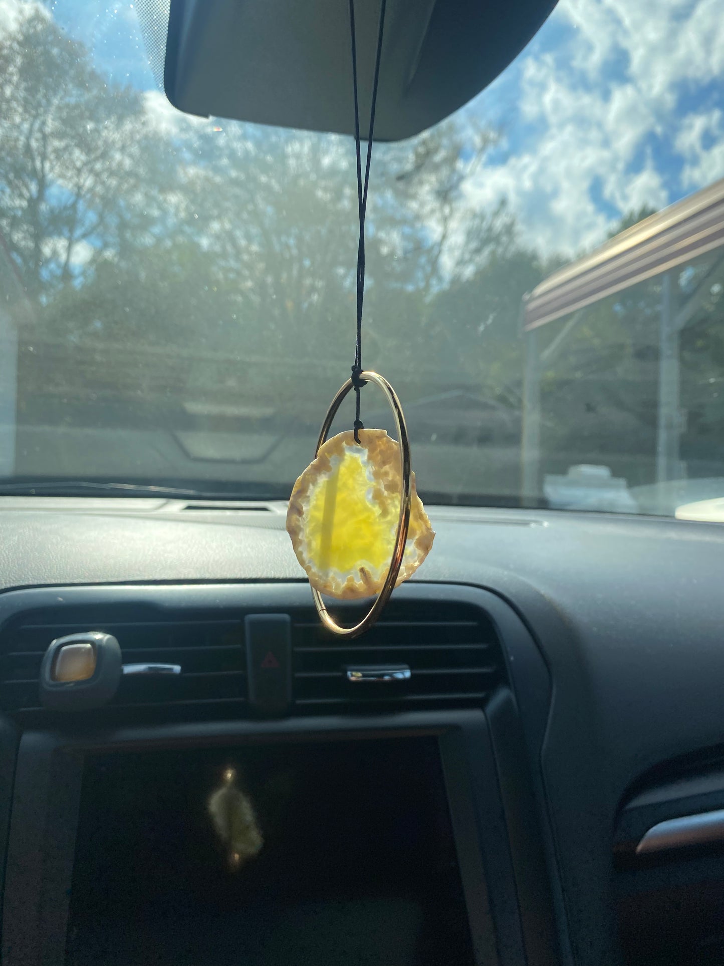 Geode Slab Crystal Rear View Mirror Hanger