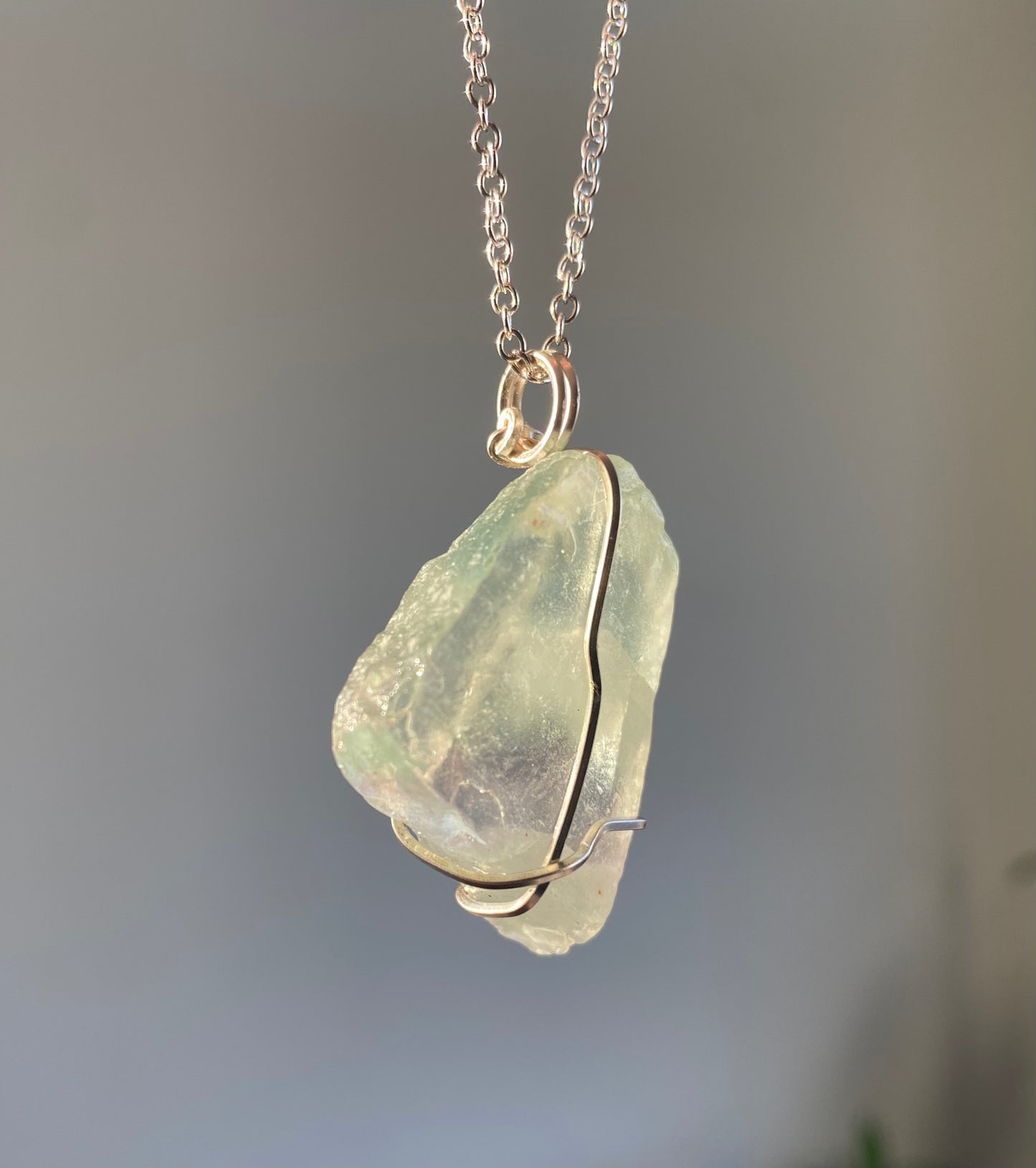 Raw Fluorite Crystal Necklace