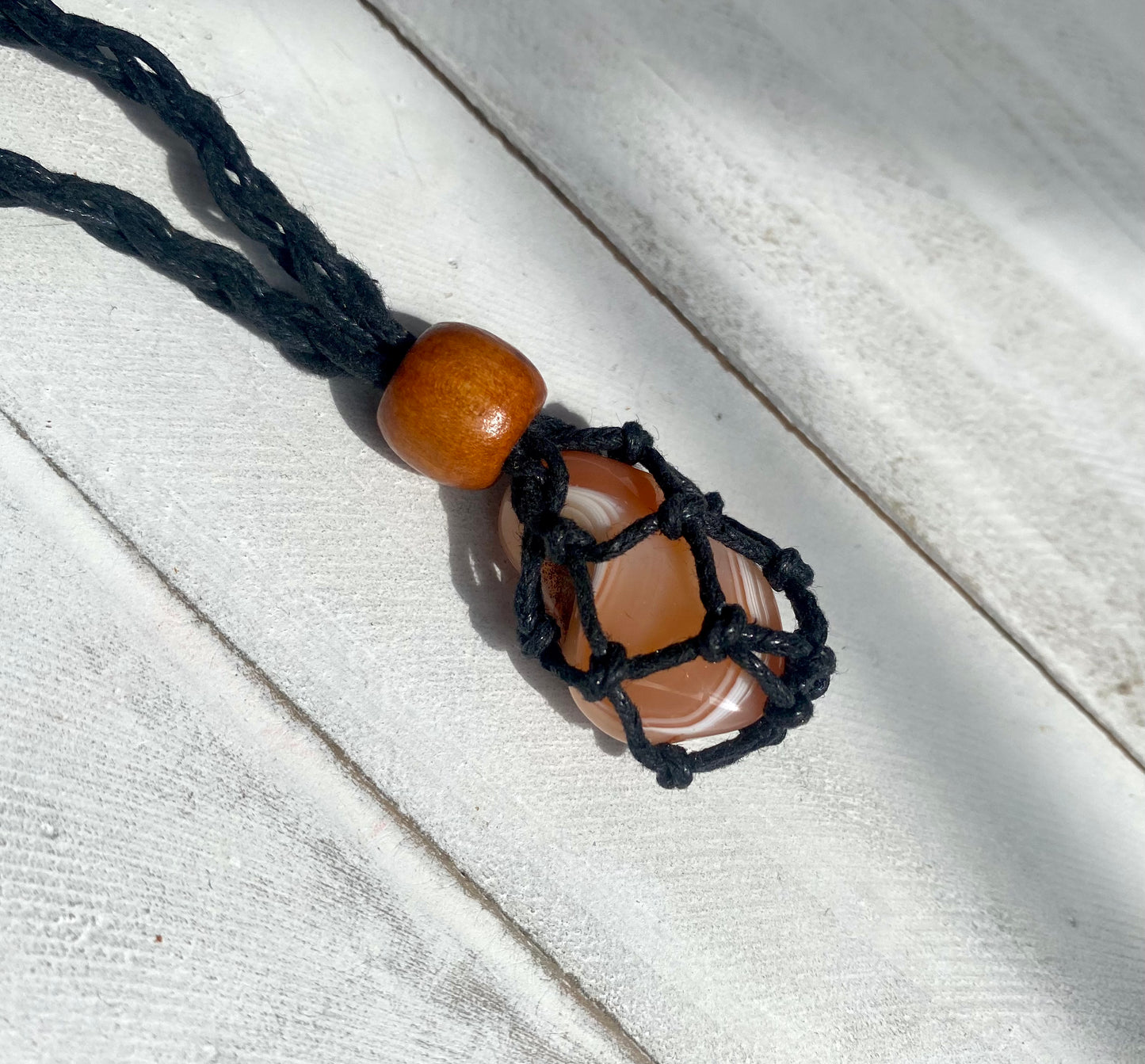 Adjustable Banded Carnelian Crystal Necklace